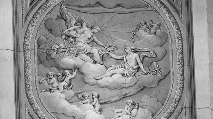 Palazzo centrale, aula foscoliana, particolare della volta affrescata, allegoria del Sapere (CHL A_35_26_001)