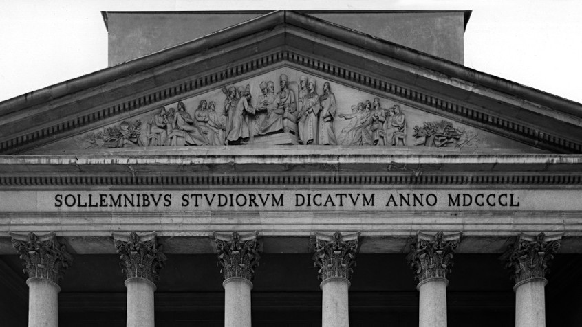 Aula Magna, terminata nel 1850 (progetto arch. Giuseppe Marchesi), facciata , 1951 ca. (CHL A_42_18_003)