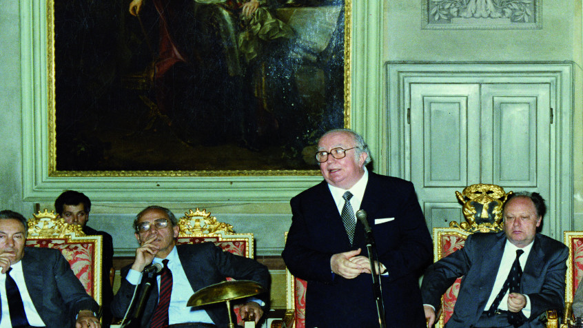 Palazzo centrale, aula Foscolo, Giovanni Spadolini, 2 maggio 1988 (CHL A_49_2_001)